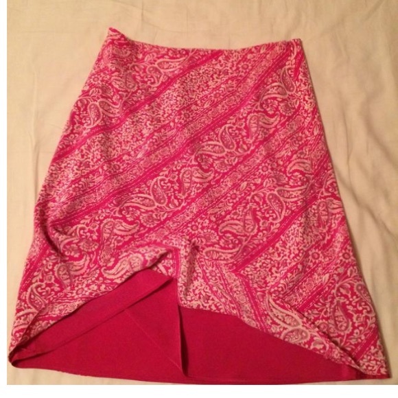 Ann Taylor Silk Lined Skirt Coral lavender highlights - Picture 6 of 6